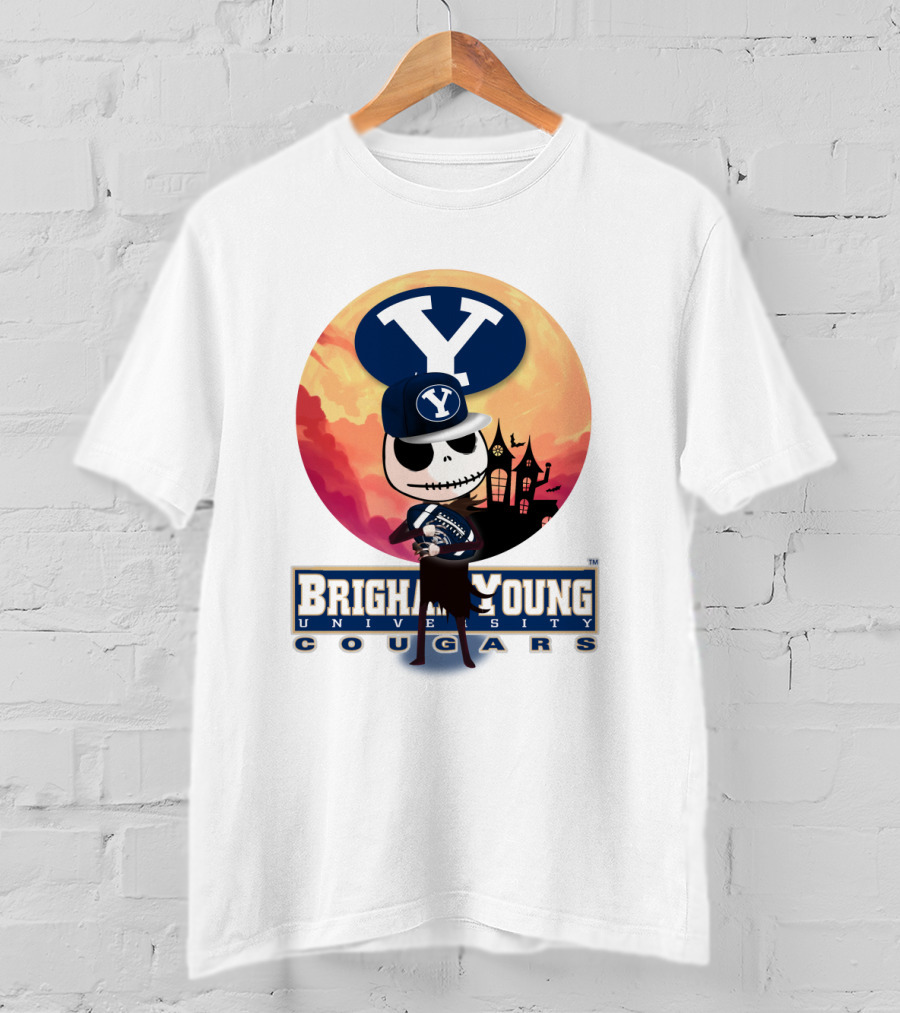 Brigham Young University Cougars Skeleton Halloween Football T-Shirt