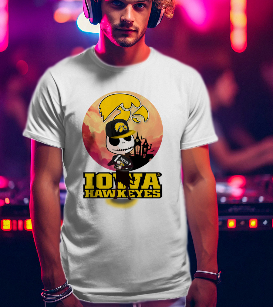 Iowa Hawkeyes Halloween Skull T-Shirt