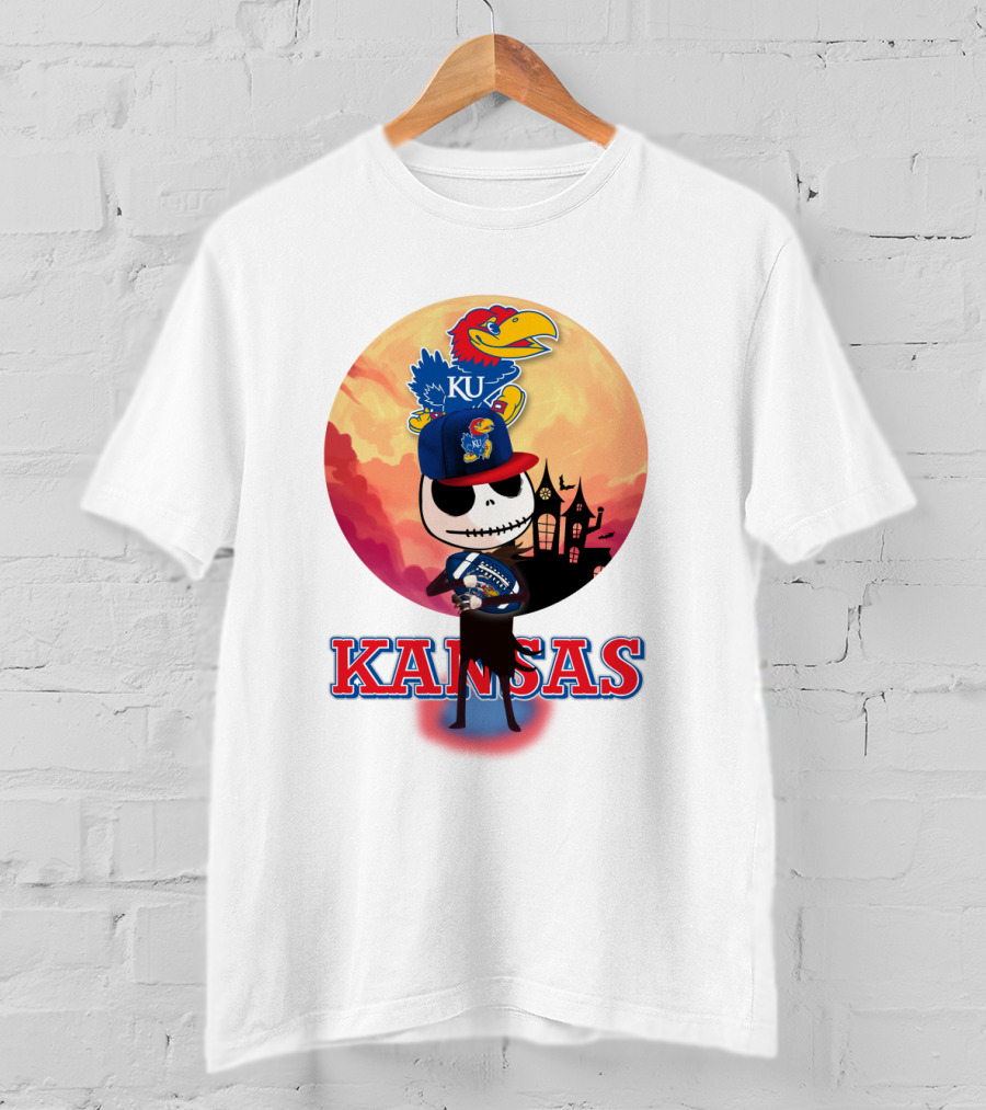 Kansas Jayhawks Jack Skellington Halloween Fan Gear T-Shirt
