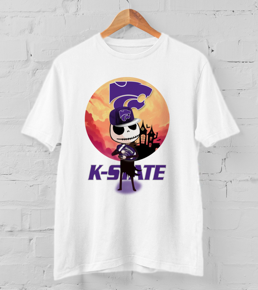 K-State Wildcats Jack-O-Lantern Halloween Sunset Scene T-Shirt