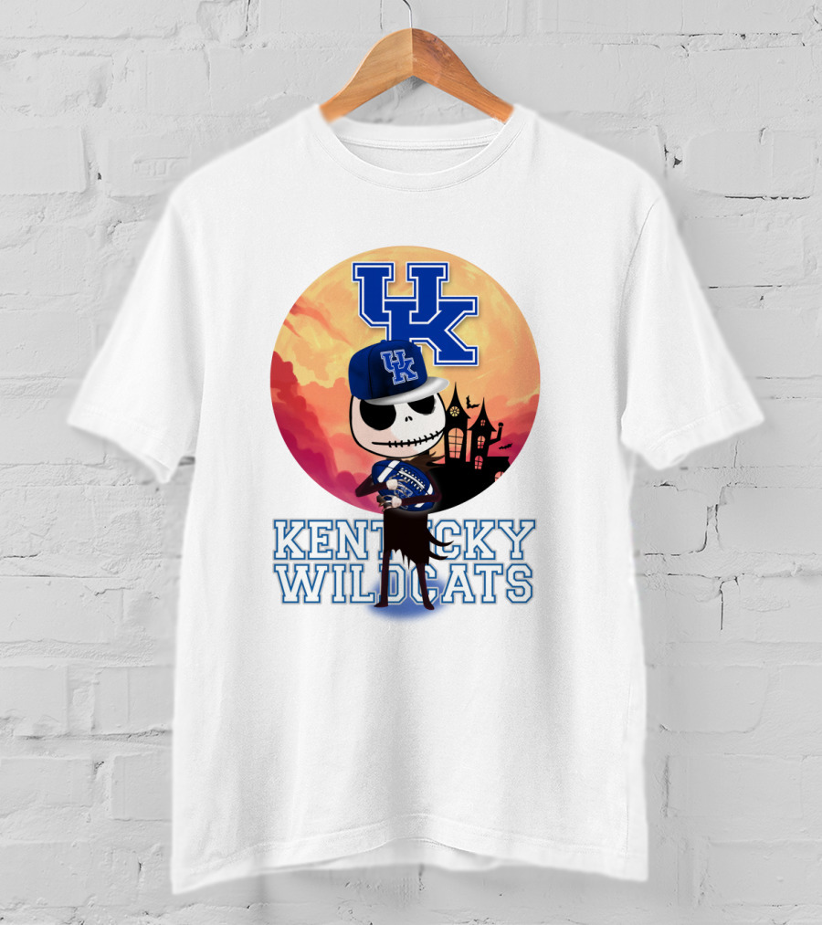 Kentucky Wildcats Skeleton With Uk Logo And Spooky T-Shirt