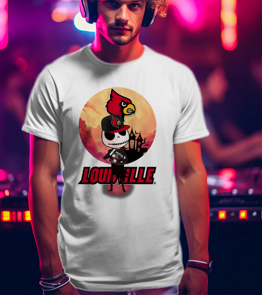 Louisville Cardinals Jack-O-Lantern Halloween Crossover Nightmare Before Christmas T-Shirt
