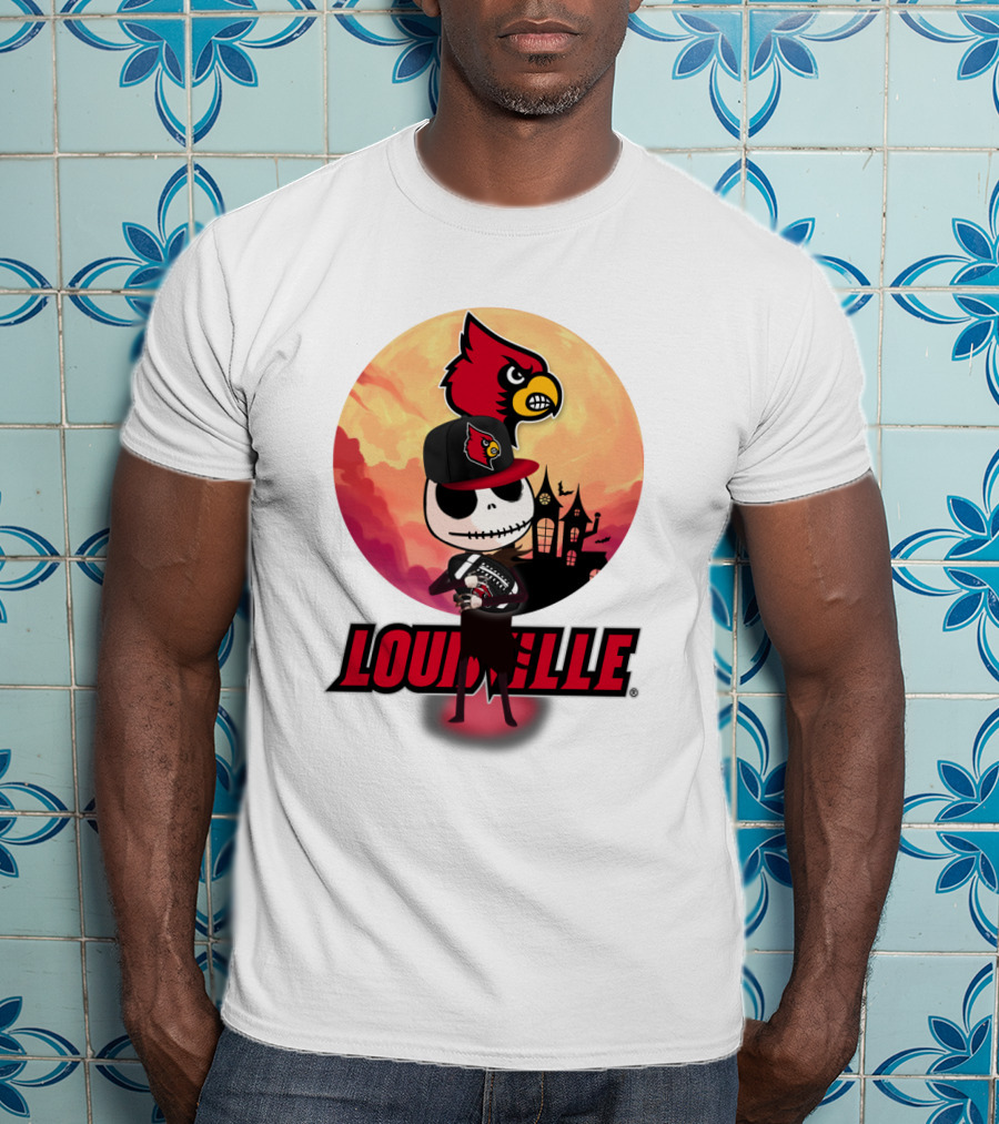 Louisville Cardinals Jack-O-Lantern Halloween Crossover Nightmare Before Christmas T-Shirt