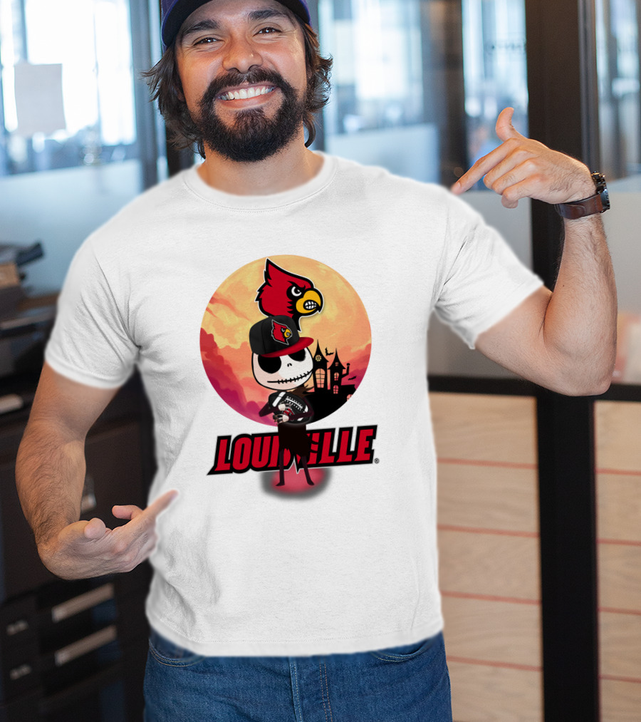 Louisville Cardinals Jack-O-Lantern Halloween Crossover Nightmare Before Christmas T-Shirt