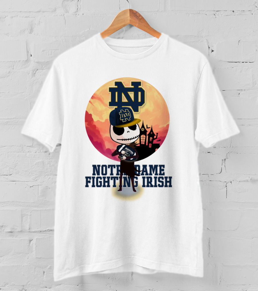 Notre Dame Fighting Irish Skull Fan With Stadium And Nd Cap T-Shirt