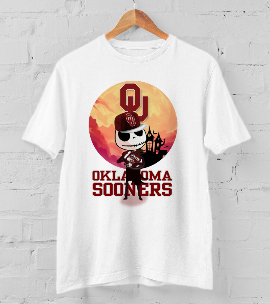 Oklahoma Sooners Jack Skellington Football Ou Halloween T-Shirt