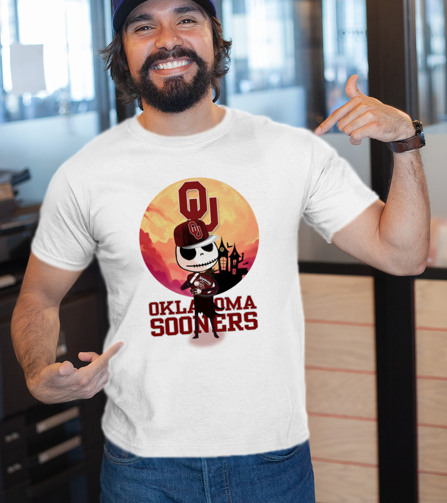 Oklahoma Sooners Jack Skellington Football Ou Halloween T-Shirt