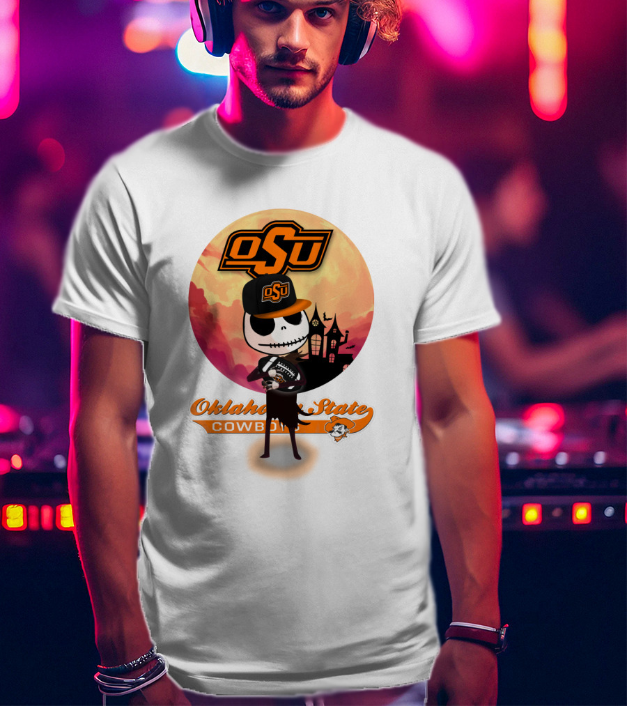 Osu Oklahoma State Cowboys Halloween Character Football T-Shirt