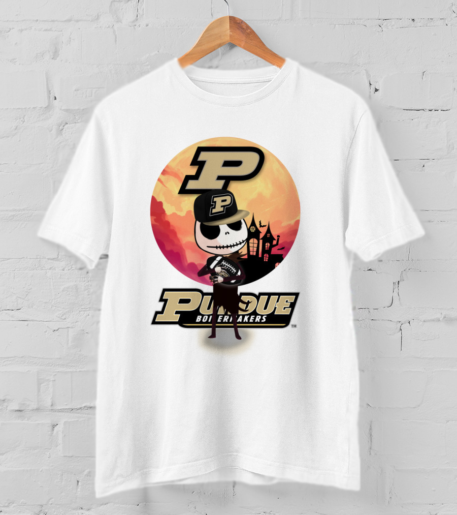 Purdue Boilermakers Skeleton Football Halloween T-Shirt