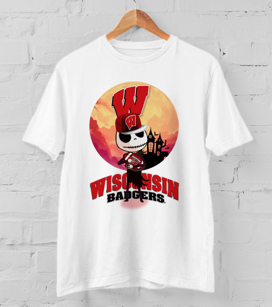 Wisconsin Badgers Halloween Skeleton T-Shirt