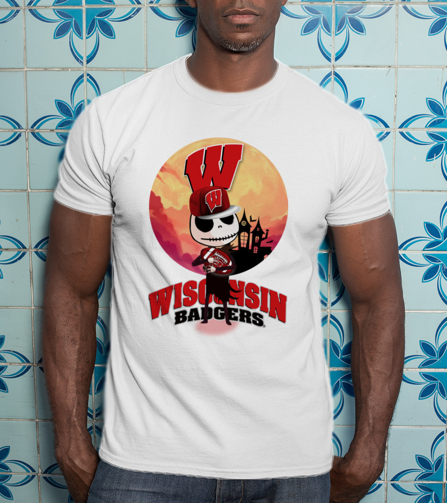 Wisconsin Badgers Halloween Skeleton T-Shirt