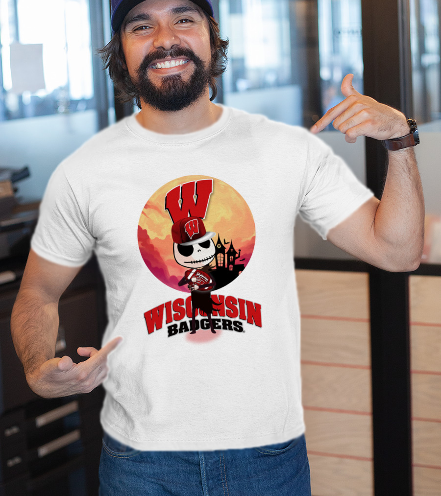 Wisconsin Badgers Halloween Skeleton T-Shirt