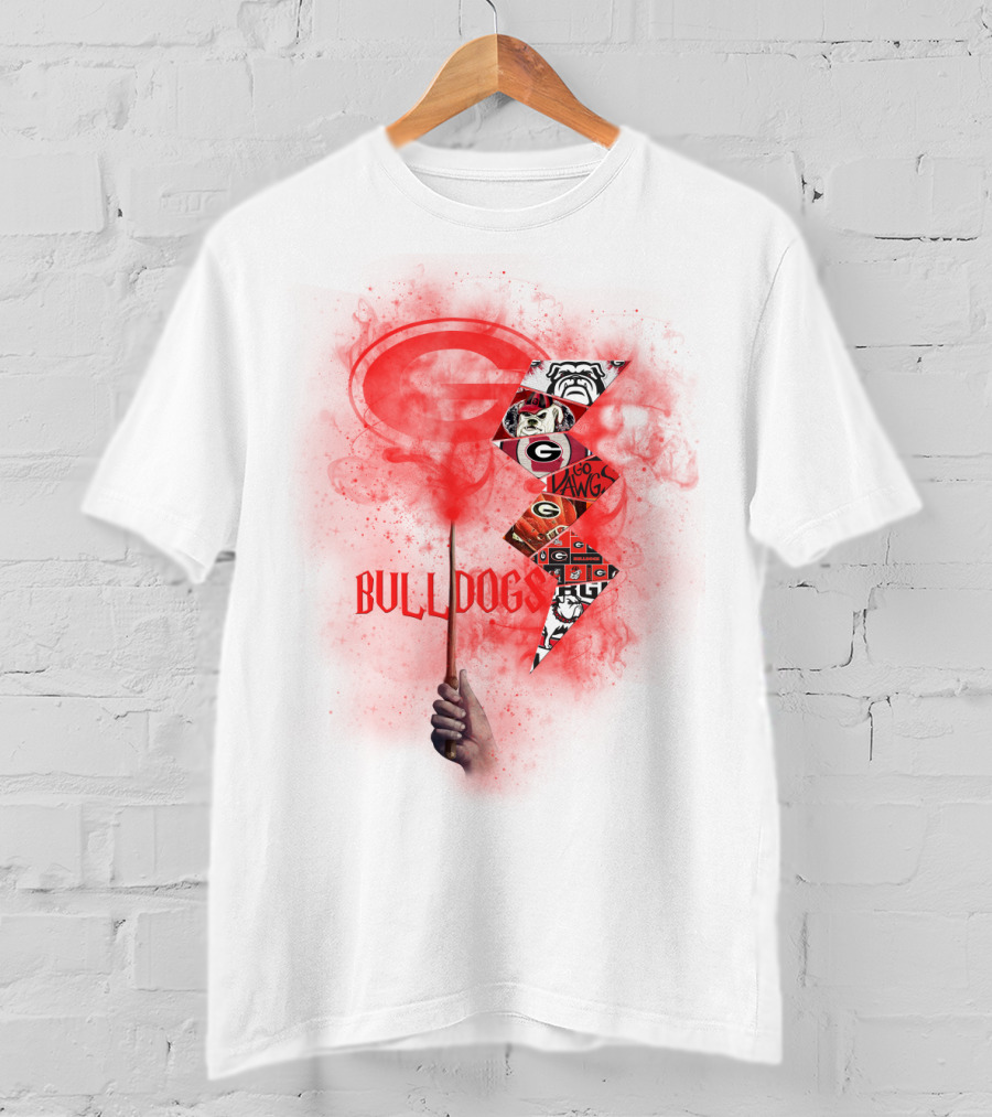 Georgia Bulldogs Logo 60 Dawgs Hand Holding Red Smoke Wand T-Shirt