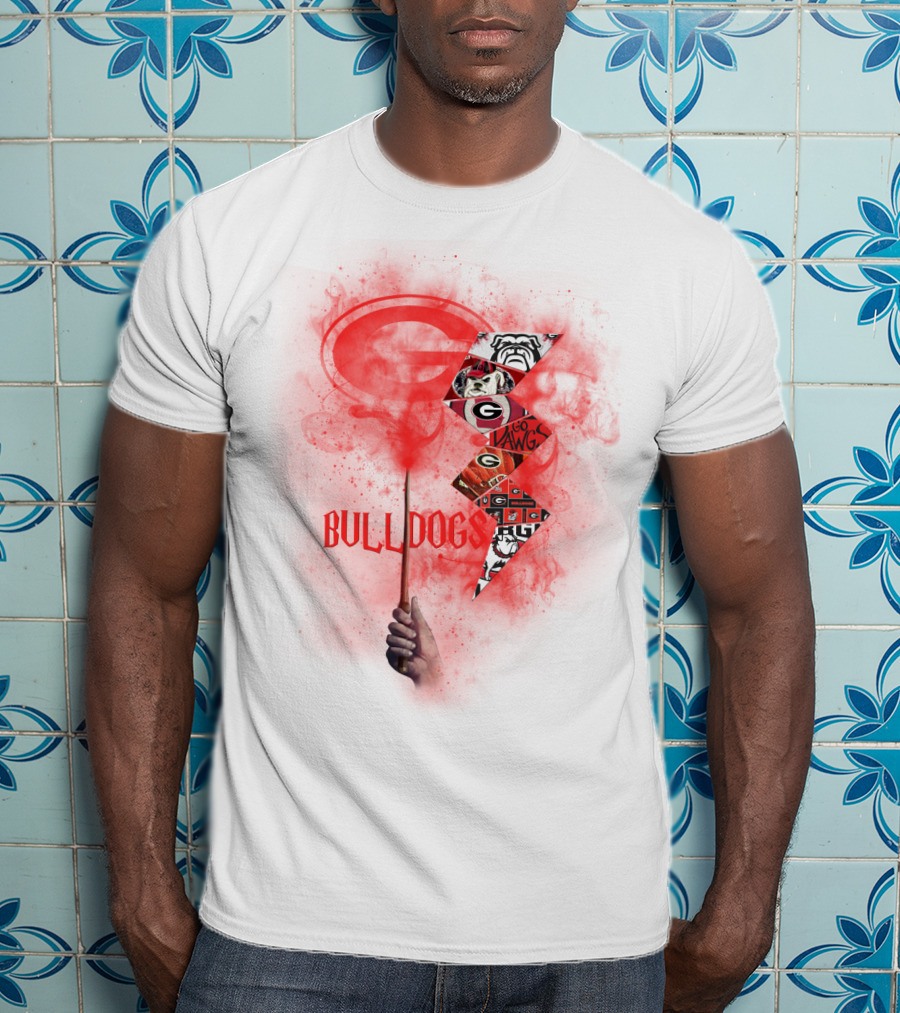 Georgia Bulldogs Logo 60 Dawgs Hand Holding Red Smoke Wand T-Shirt