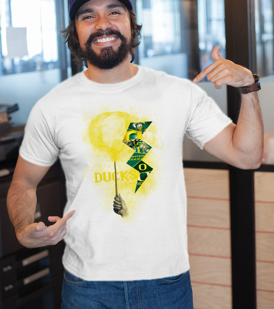 Oregon Ducks Lightning Bolt Logo Collage T-Shirt