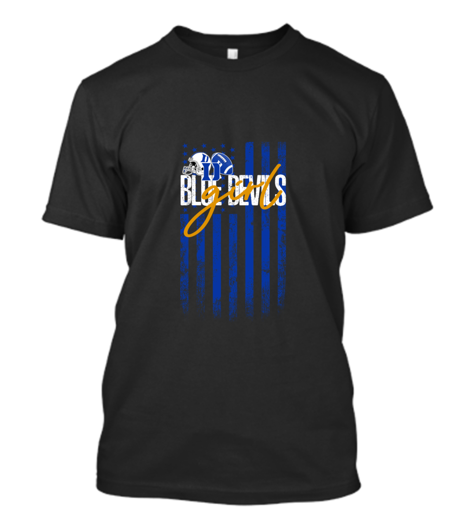 Chtnca3004 Blue Devils Girls Football Helmet Stars Stripes T-Shirt