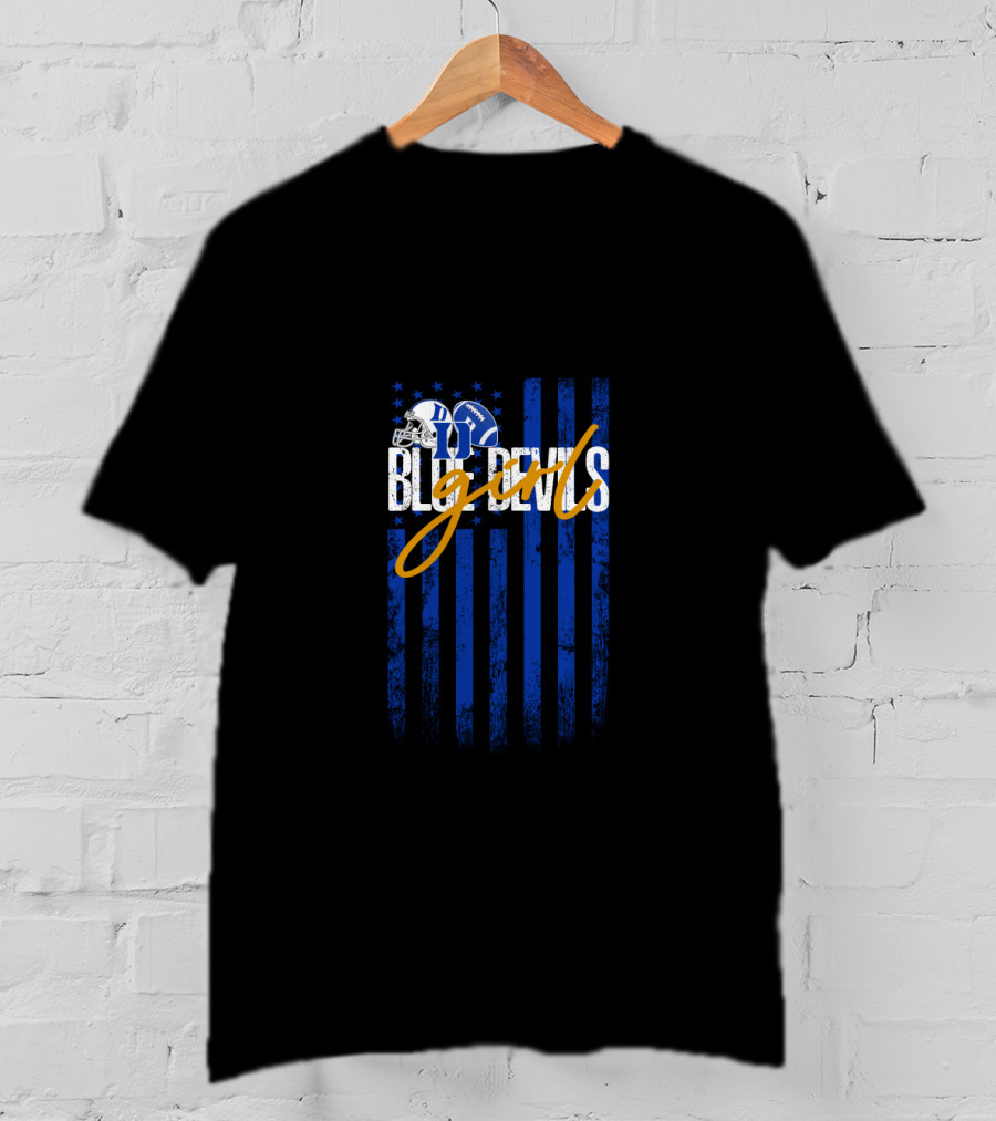 Chtnca3004 Blue Devils Girls Football Helmet Stars Stripes T-Shirt