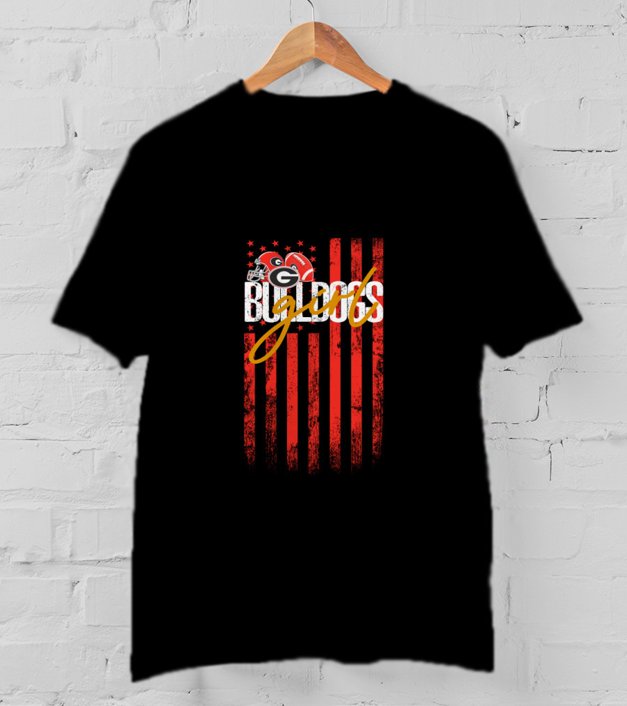 Georgia Bulldogs G Logo American Flag Bulldogs Team Pride T-Shirt