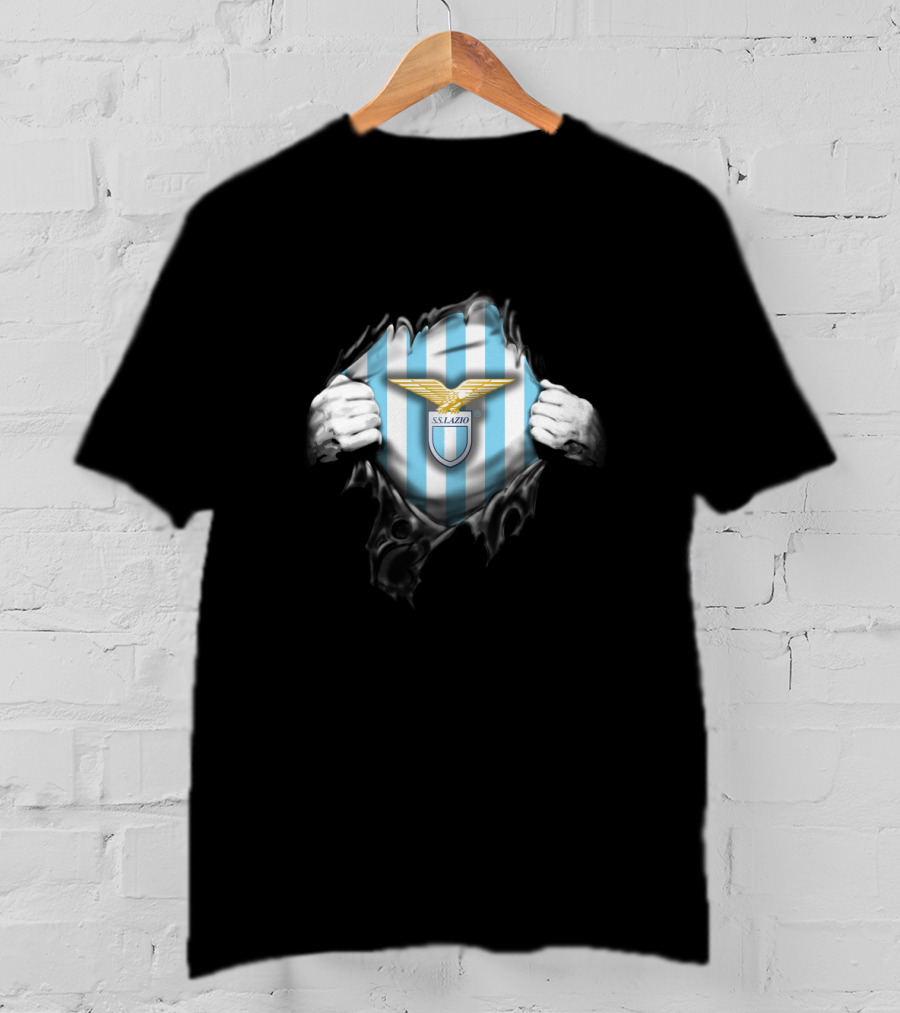 Ss Lazio Eagle Emblem On Blue Striped Background Ditsa1004-Lazio T-Shirt