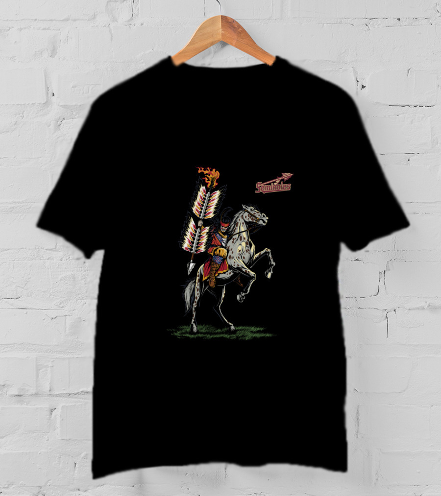 Chtnc2002 Seminoles Tribal Warrior On Horse With Flaming Spear T-Shirt
