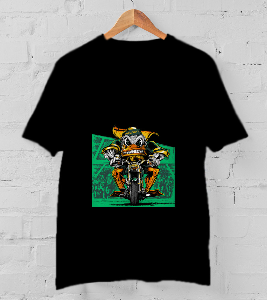 Oregon Duck Riding Motorcycle Bold 2007 Retro Style T-Shirt
