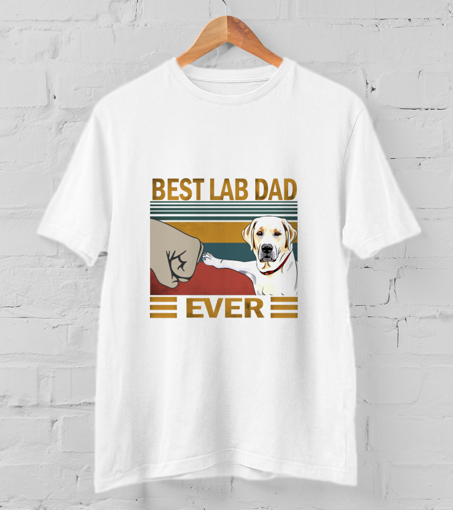 Best Lab Dad Ever Fist Bump With Yellow Labrador Retriever T-Shirt