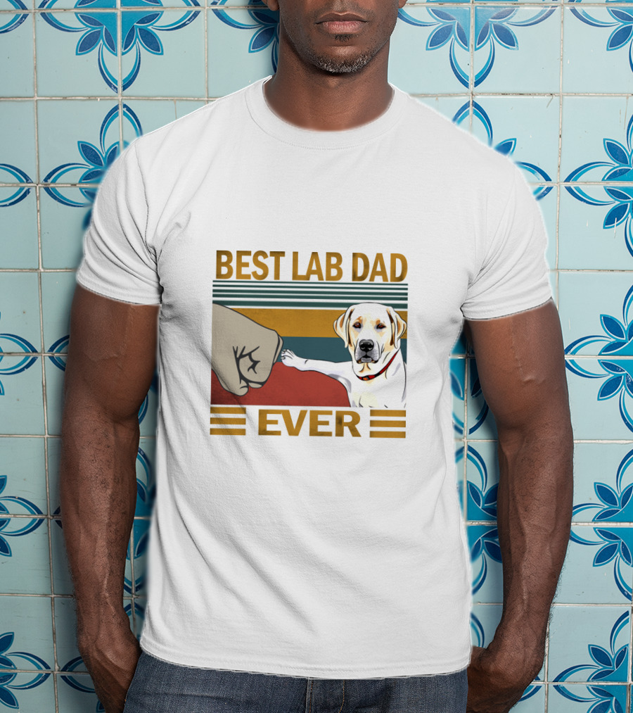 Best Lab Dad Ever Fist Bump With Yellow Labrador Retriever T-Shirt