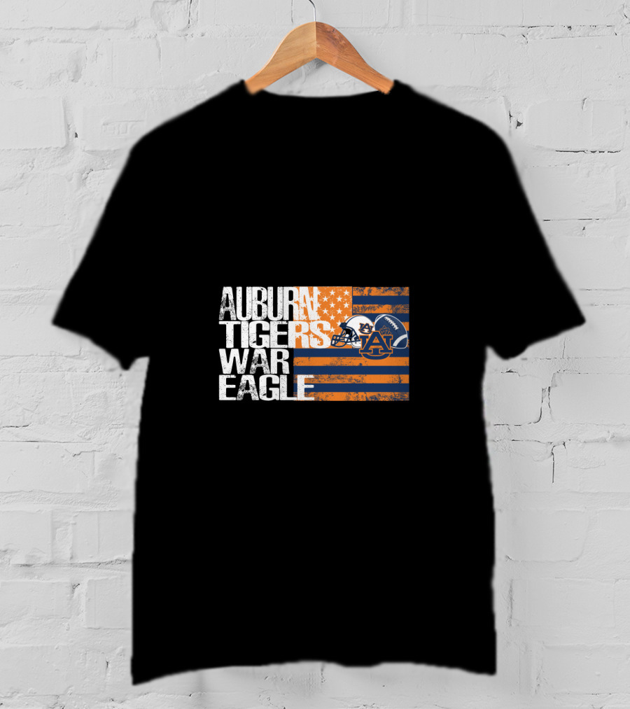 Auburn Tigers War Eagle American Flag Football Helmet T-Shirt