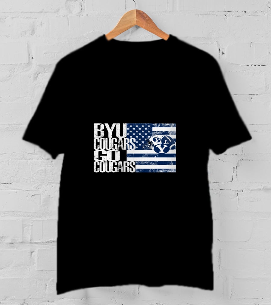 Byu Cougars Go Cougars American Flag T-Shirt