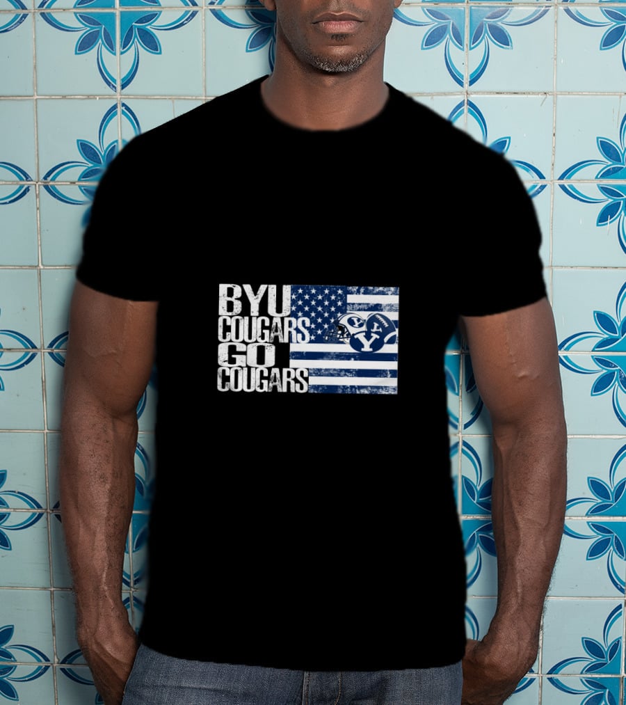 Byu Cougars Go Cougars American Flag T-Shirt