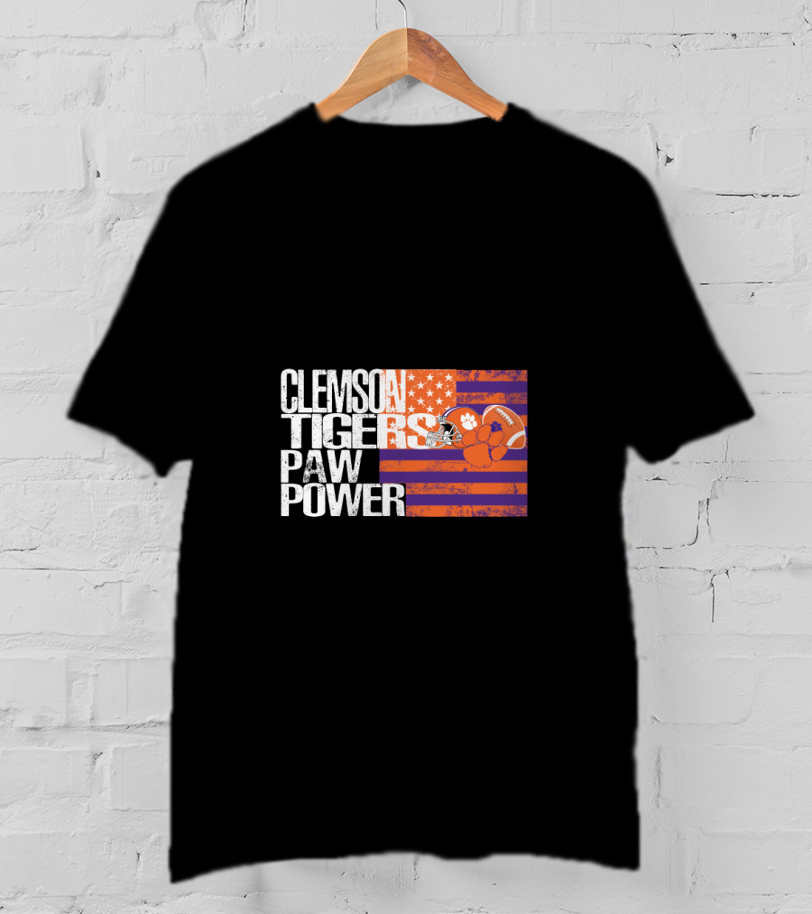 Clemson Tigers Paw Power American Flag T-Shirt