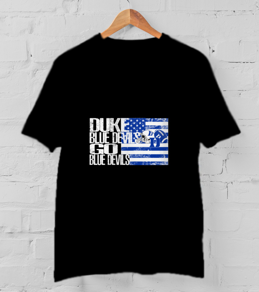 Duke Blue Devils Go Blue Devils Usa Flag Football Helmet T-Shirt