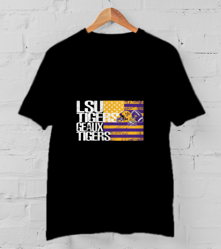 Lsu Tigers Geaux Tigers Purple And Gold Stripes Football Helmet T-Shirt