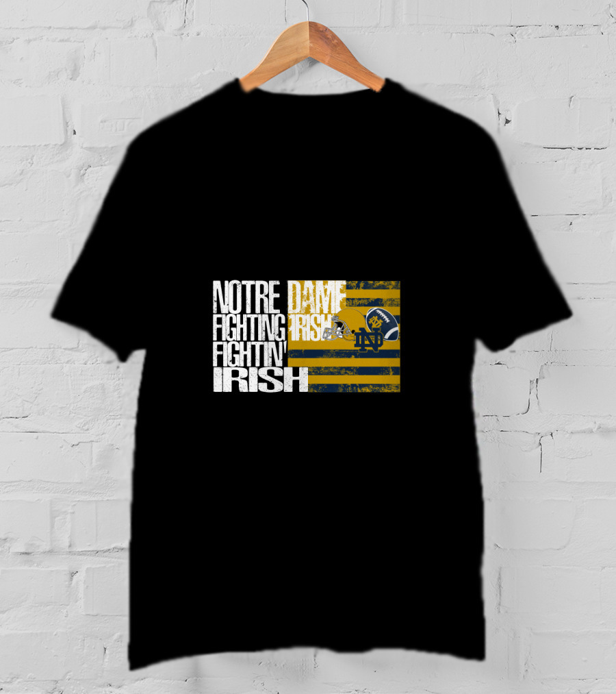 Notre Dame Fighting Irish Nd Helmet Flag Vintage Style Chtnca7018 T-Shirt