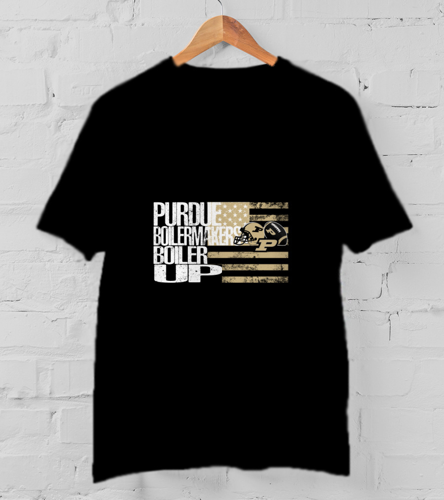 Purdue Boilermakers Boiler Up American Flag Football Helmet T-Shirt