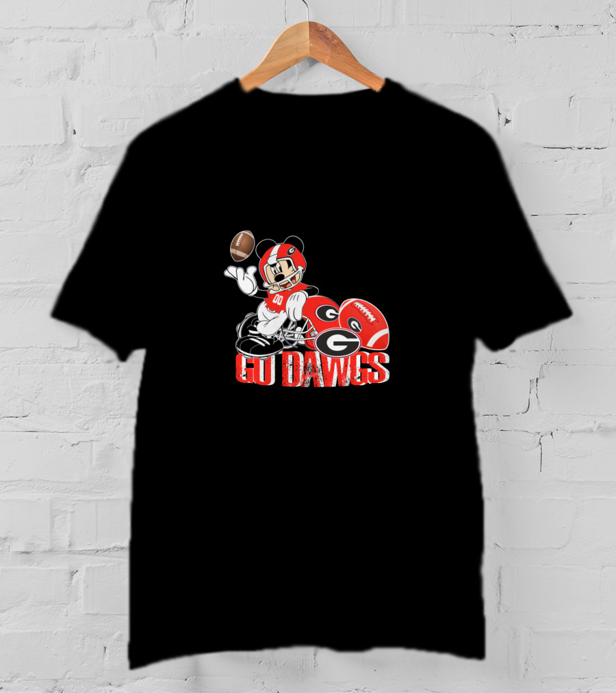 Chtnca8009 Go Dawgs Football Georgia Bulldogs Mickey Mouse T-Shirt