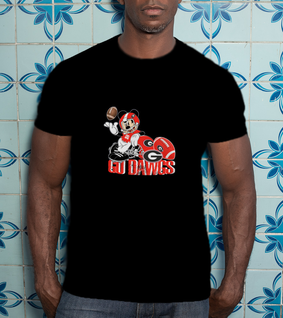 Chtnca8009 Go Dawgs Football Georgia Bulldogs Mickey Mouse T-Shirt