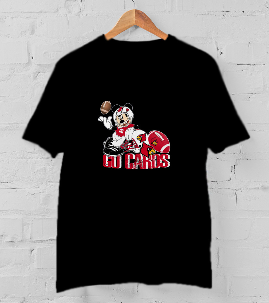 Mickey Mouse Football Go Cards Louisville Cardinals Chtnca8013 T-Shirt