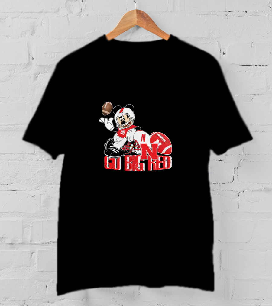 Go Big Red Nebraska Mickey Football T-Shirt