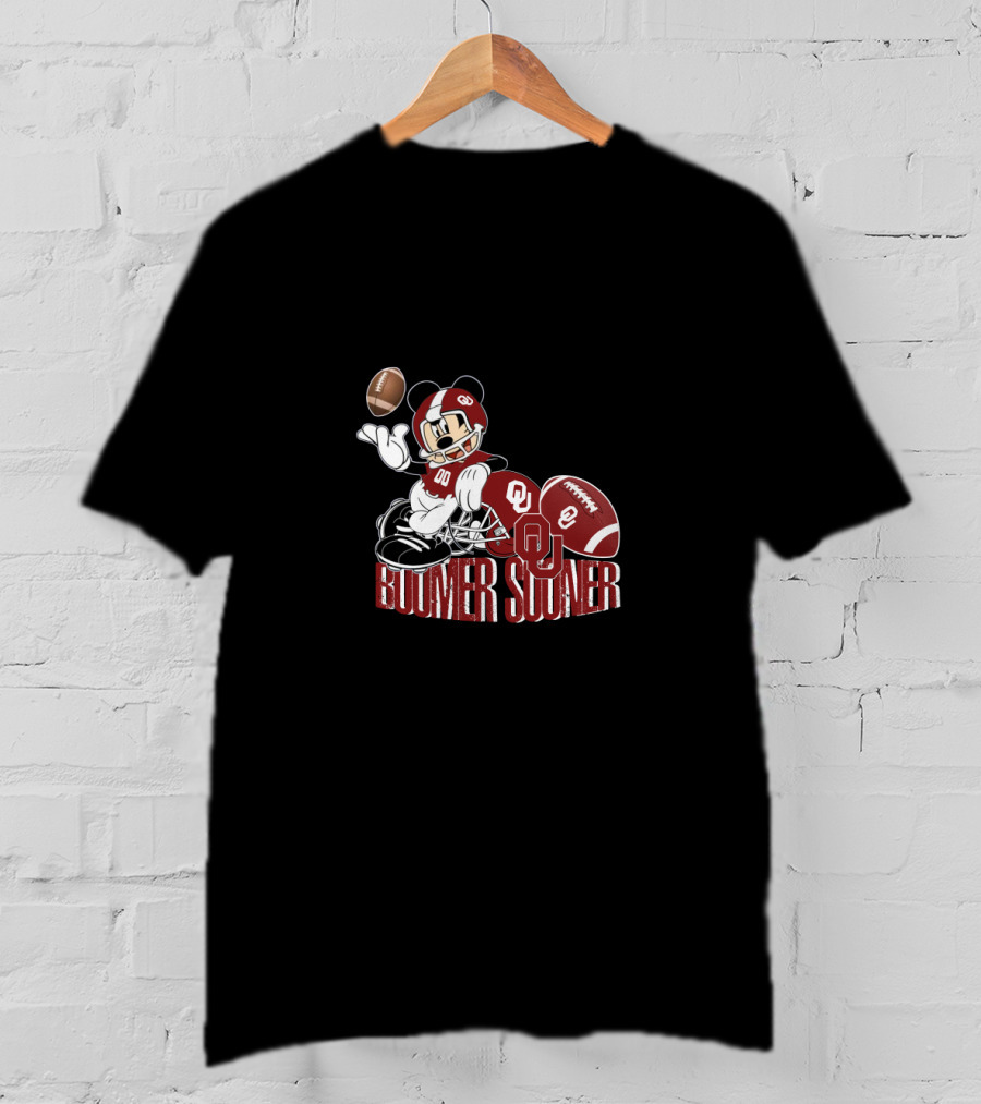 Boomer Sooner Ou Football Character Throwing Football T-Shirt