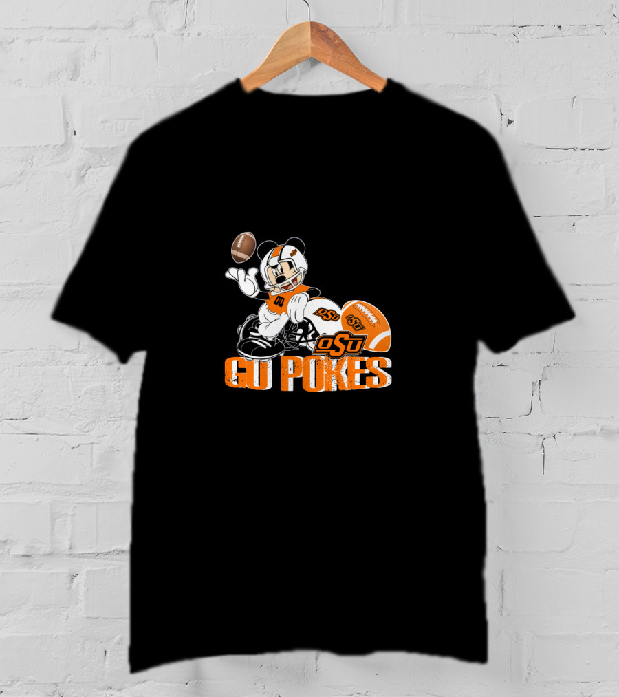 Osu Cowboys Mascot With Football Go Pokes T-Shirt