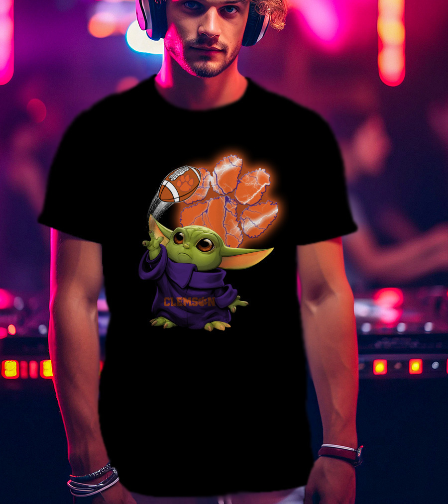 Clemson Football Paw And Baby Alien Character T-Shirt