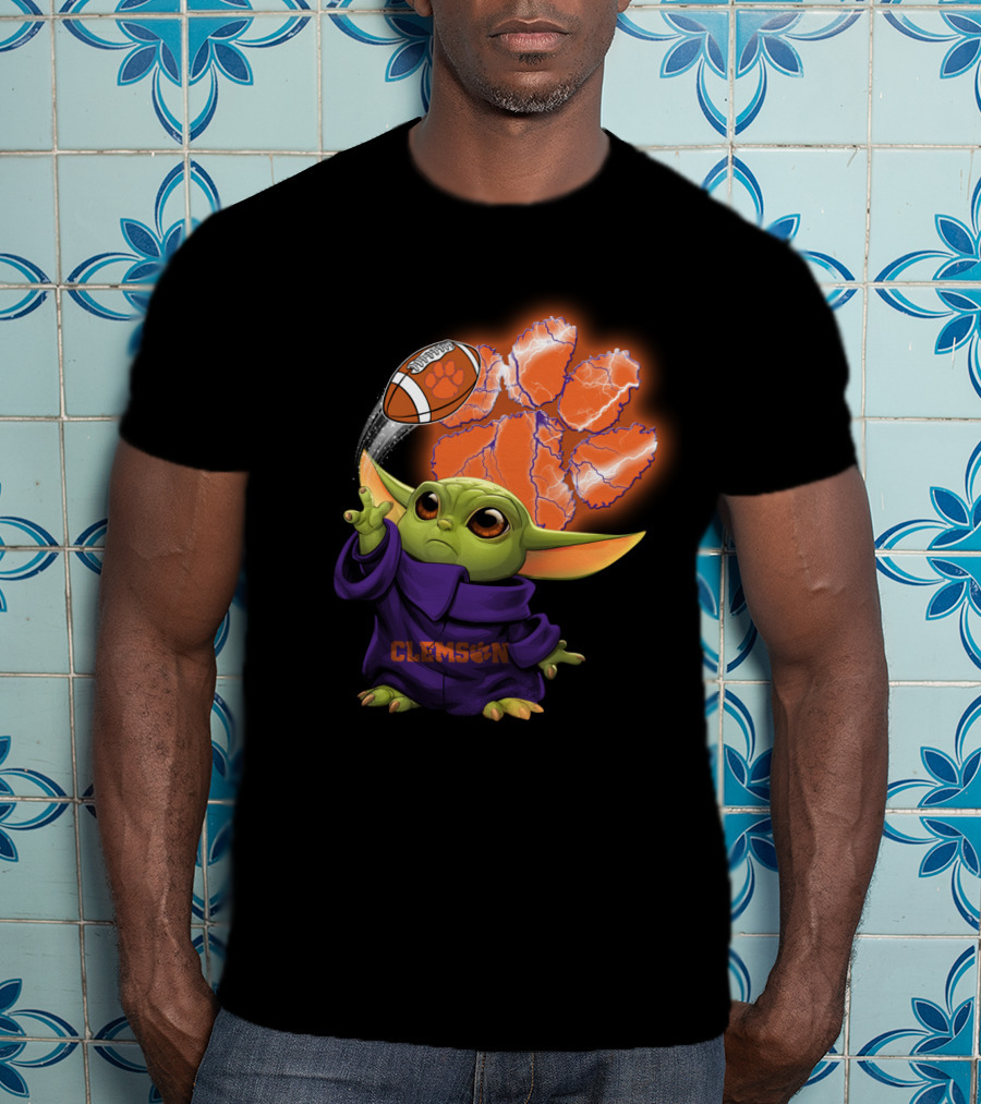 Clemson Football Paw And Baby Alien Character T-Shirt