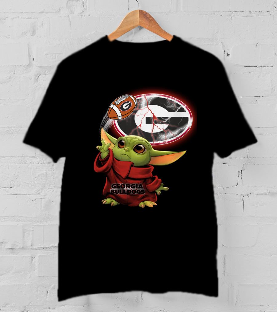 Georgia Bulldogs Football Baby Yoda Magic Force T-Shirt