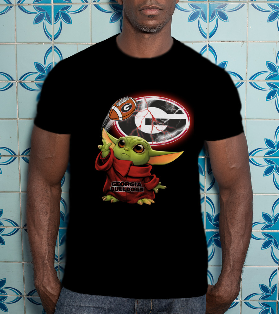 Georgia Bulldogs Football Baby Yoda Magic Force T-Shirt