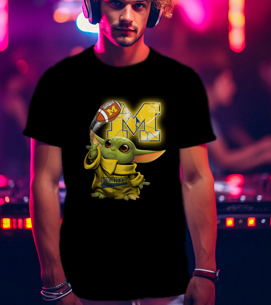Michigan Wolverines Yoda Style Football Fan Craze T-Shirt