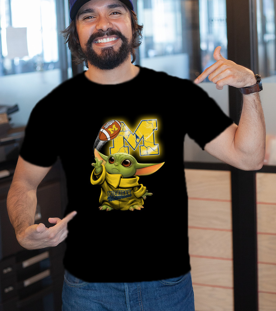 Michigan Wolverines Yoda Style Football Fan Craze T-Shirt
