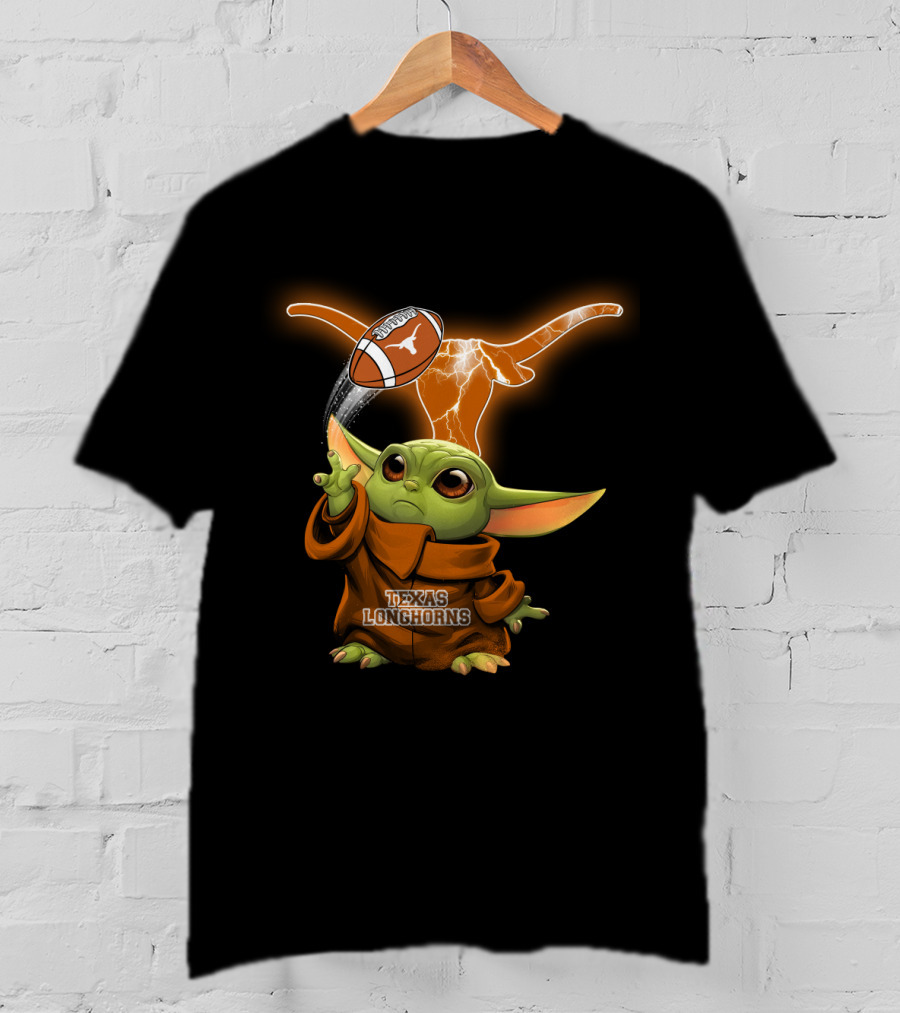 Texas Longhorns Baby Yoda Football Magic T-Shirt