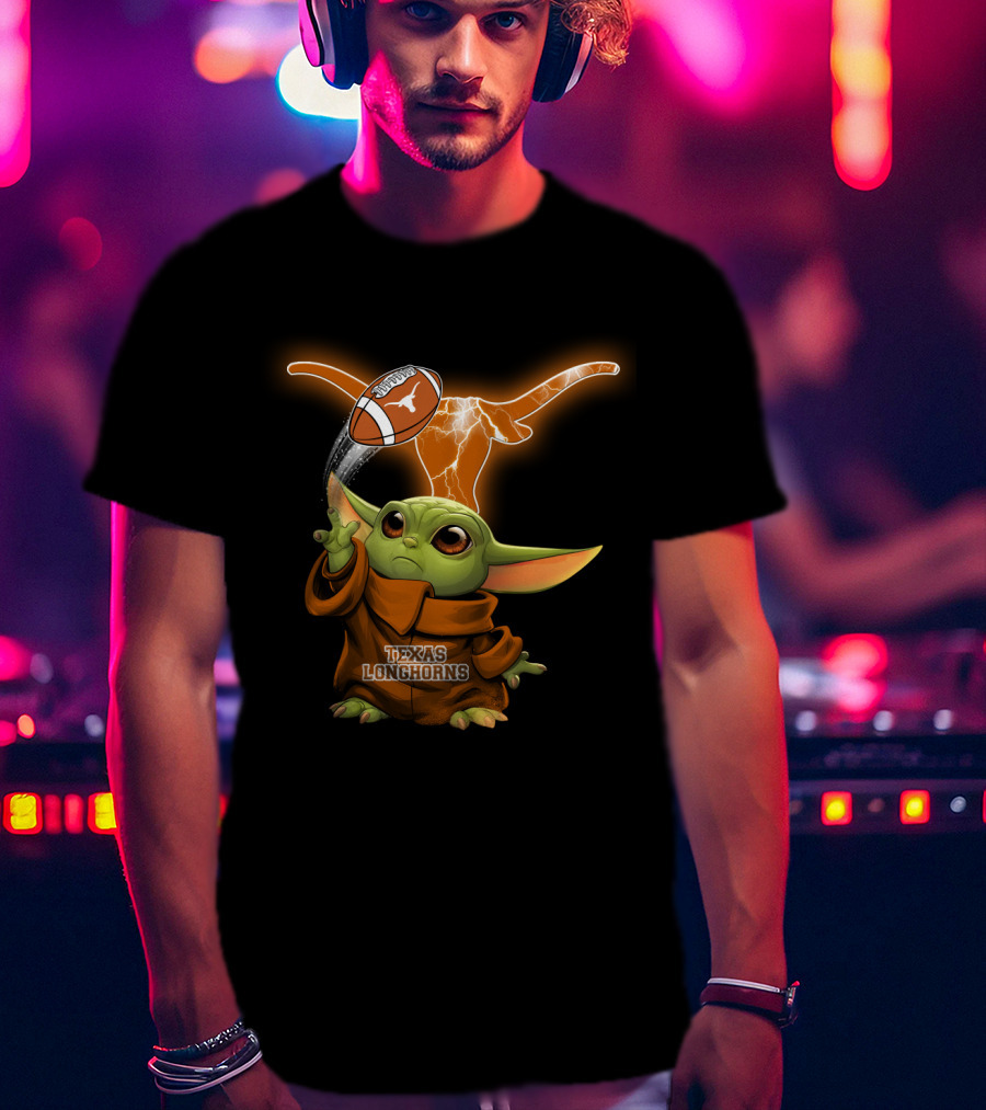 Texas Longhorns Baby Yoda Football Magic T-Shirt