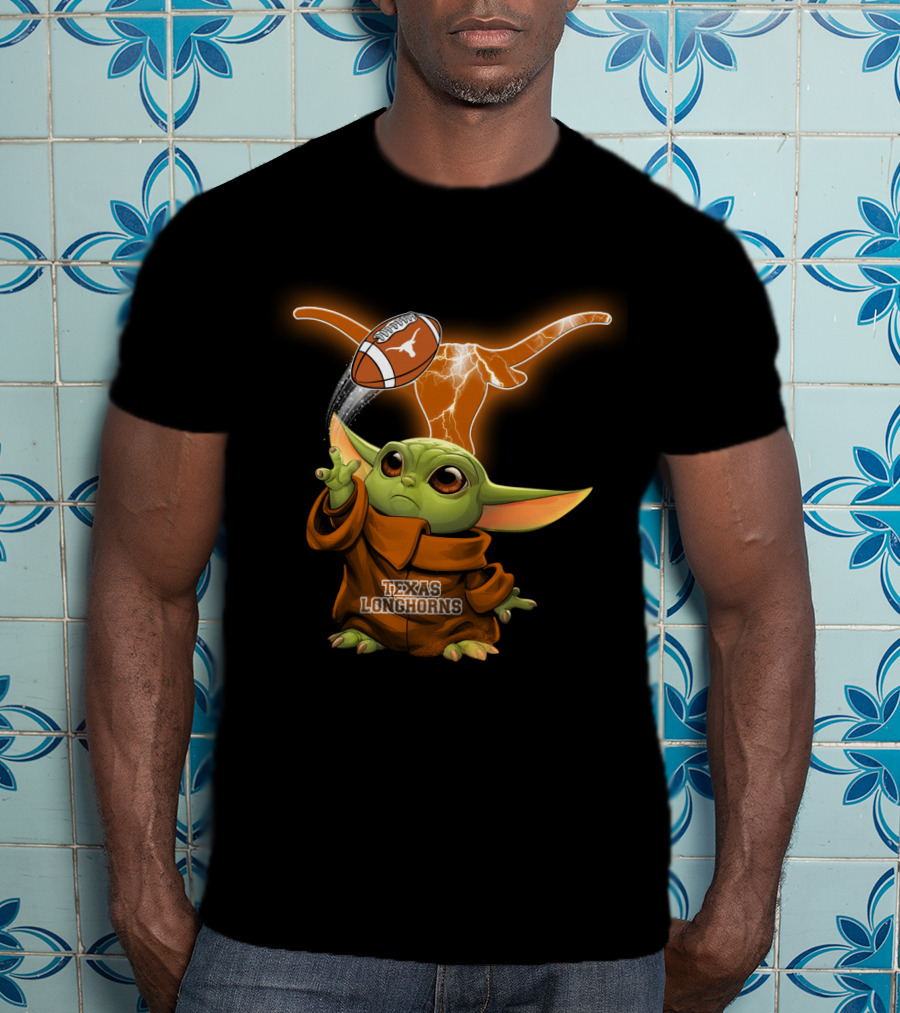Texas Longhorns Baby Yoda Football Magic T-Shirt